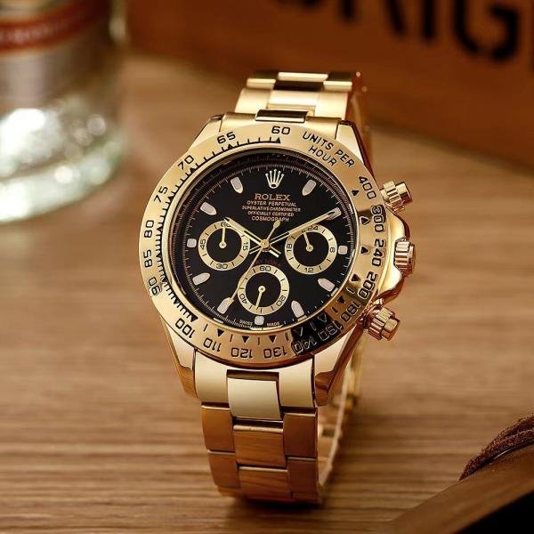 ROLEX DAYTONA FULL GOLD CHAIN BLACK DIAL PREMIUM QUALITY