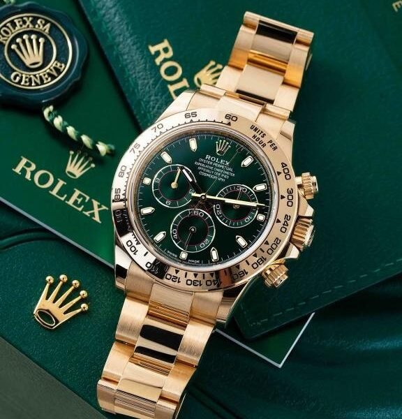 ROLEX DAYTONA FULL GOLD CHAIN GREEN DIAL PREMIUM QUALITY WATCH
