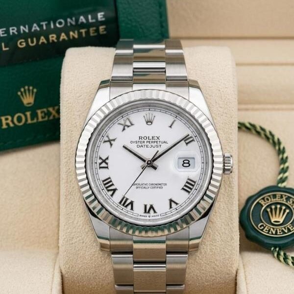 ROLEX DATE JUST SILVER CHAIN WHITE DIAL